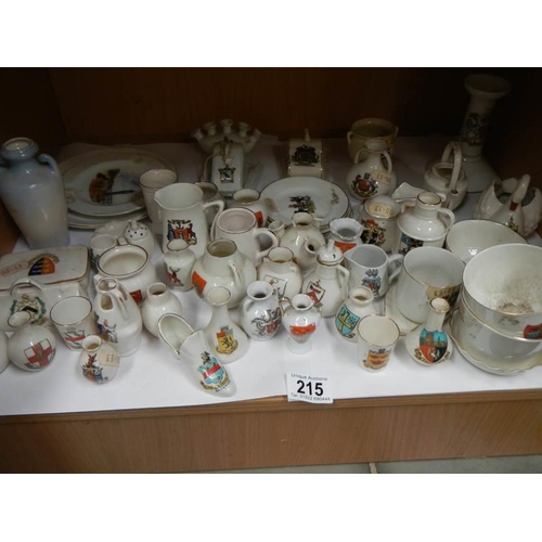 215 - A mixed lot of crested souvenir china, COLLECT ONLY.