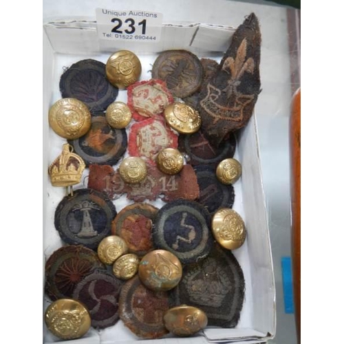 231 - A quantity of military badges and medals.