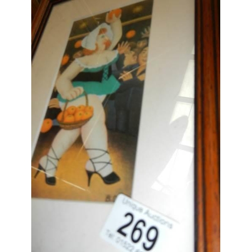 269 - Two framed and glazed Beryl Cook prints and one other. COLLECT ONLY.