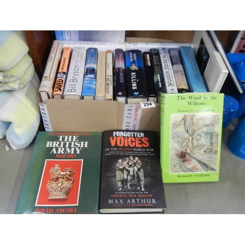 294 - A box of books including military. COLLECT ONLY.