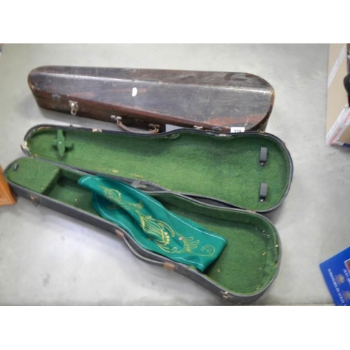 328 - Two old violin cases, COLLECT ONLY.