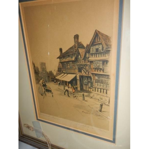 329 - A framed limited edition print 'Stratford on Avon High street' by Marjorie Christine Bates (1882-196... 