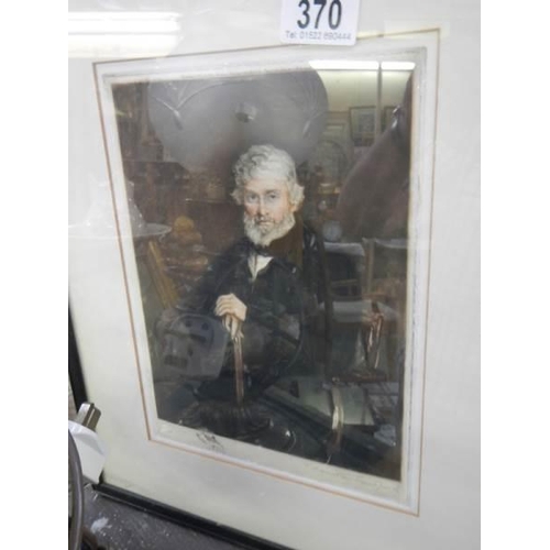 370 - A framed and glazed 19th century engraving of a gentleman, COLLECT ONLY.