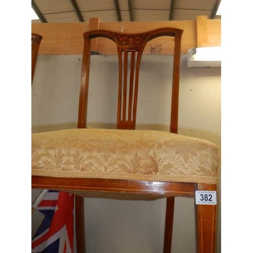 382 - A set of four mahogany dining chairs, COLLECT ONLY.