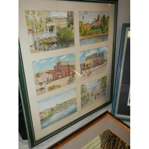 386 - Eight framed and glazed prints,. COLLECT ONLY.