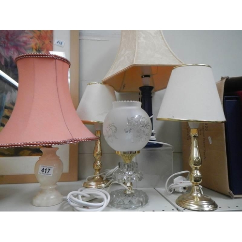 417 - A quantity of table lamps, COLLECT ONLY.