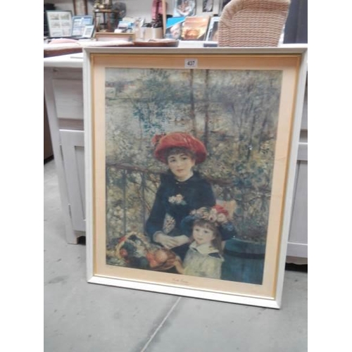 437 - A framed and glazed print entitled 'On The Terrace' by Pierre Auguste Renoir, COLLECT ONLY.