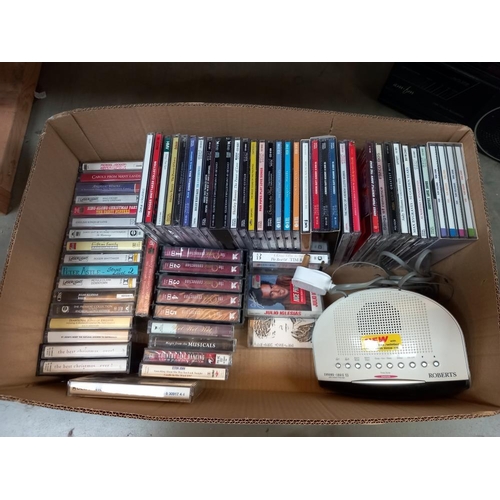 1011 - A Bush CD radio cassette, A Roberts radio alarm & a quantity of CD's & tapes  COLLECT ONLY