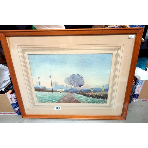 1026 - A framed and glazed watercolour of 'A morning in Navenby'  by C Speed 57cm x 47cm COLLECT ONLY