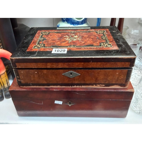 1029 - 2 vintage writing boxes COLLECT ONLY