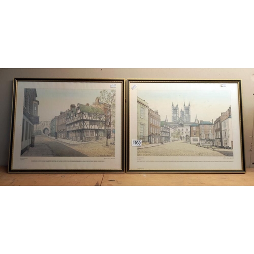 1030 - 2 hand tinted limited edition prints of Old Lincoln by John Rees-Jowett COLLECT ONLY