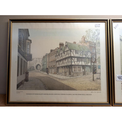 1030 - 2 hand tinted limited edition prints of Old Lincoln by John Rees-Jowett COLLECT ONLY