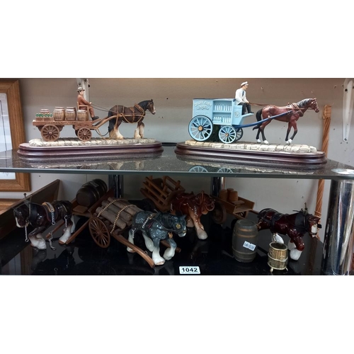 1042 - A Leonardo shire horse & Dray & horse & milk float plus a quantity of other horses & carts etc. COLL... 