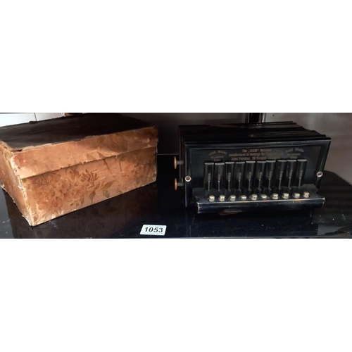 1053 - The 'Gem' melodeon (accordion) manufactured in Germany, Campbell & Co, Glasgow 1890, box A/F COLLECT... 