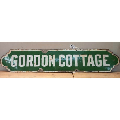 1061 - A Decorative EDWARDIAN enamel sign GORDON COTTAGE