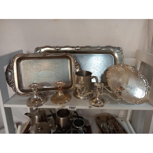 1087 - A large lot of silver plate including trays, cutlery etc