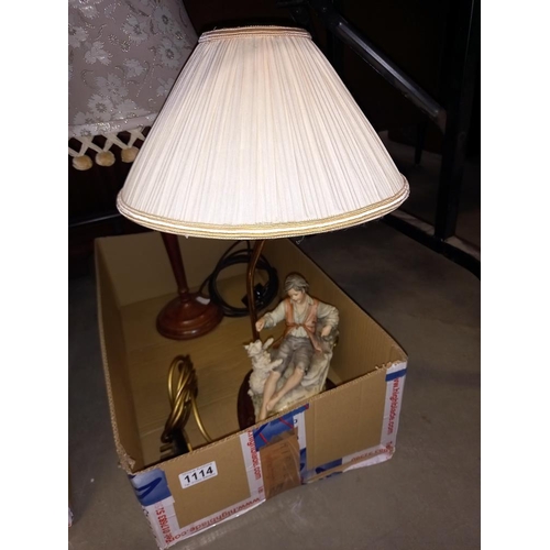 1114 - 4 vintage table lamps with shades COLLECT ONLY