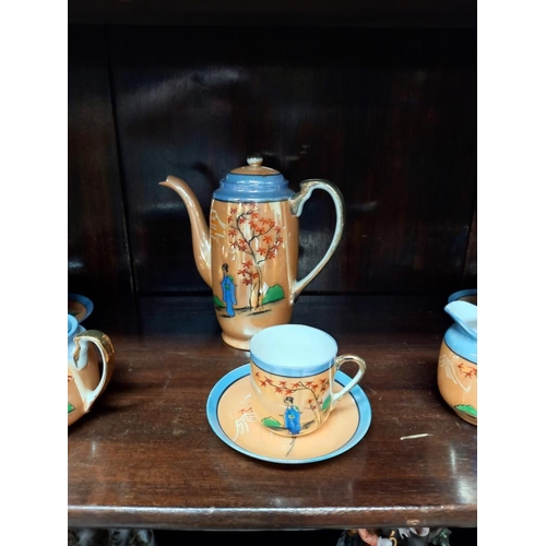 1262 - A Japanese hand painted coffee set & a hostess Cornflower coffee set