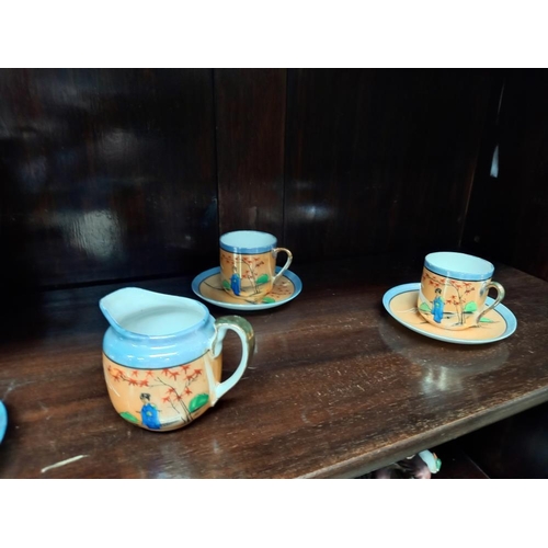 1262 - A Japanese hand painted coffee set & a hostess Cornflower coffee set