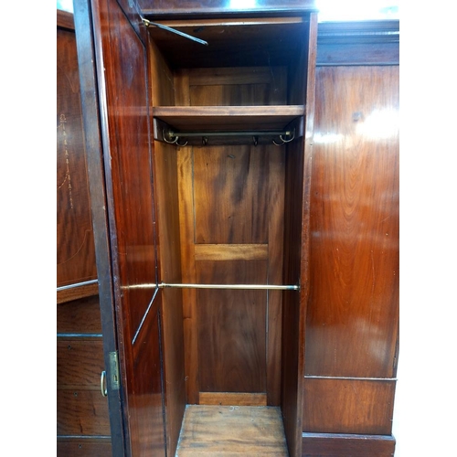 1274 - An Edwardian inlaid combination wardrobe COLLECT ONLY