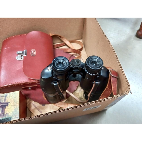 1280 - a quantity of miscellaneous including vintage Ross London binoculars & Indian brass box etc.