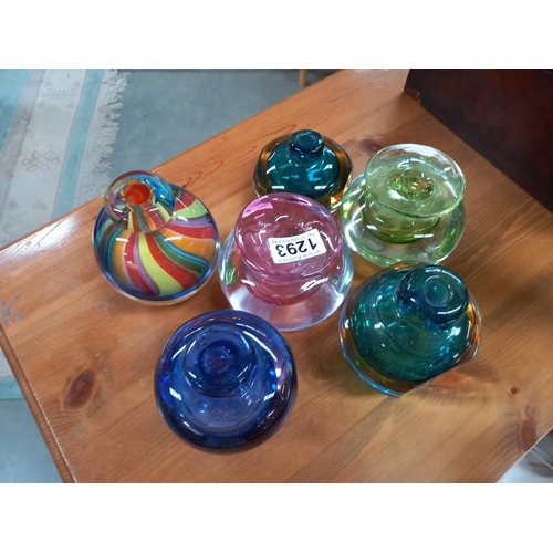 1293 - 6 art glass spill vases COLLECT ONLY