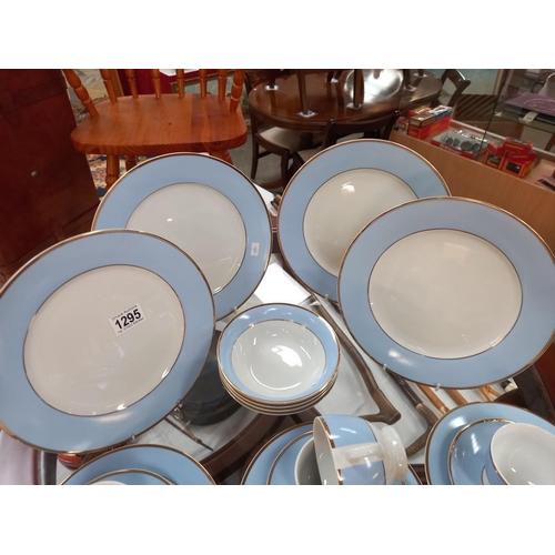 1295 - A modern blue & white with gilt lining Doulton dinner set COLLECT ONLY