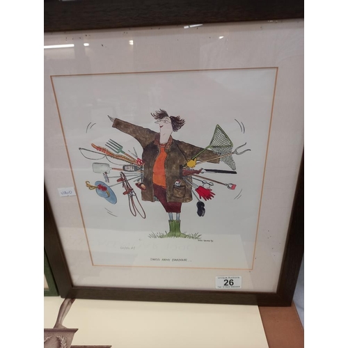 26 - 2 framed and glazed prints by Annie Tempest, entitled 'Swiss Army Barbour' signed and numbered 54/85... 