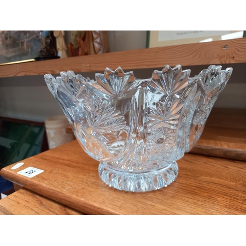 27 - A Bohemian crystal fruit bowl diameter at widest 24cm, height 15cm