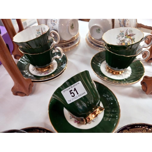 51 - A Victorian tea set (5 cups, 6 saucers) Royal Standard 18 piece tea set and a Royal Grafton tea set ... 