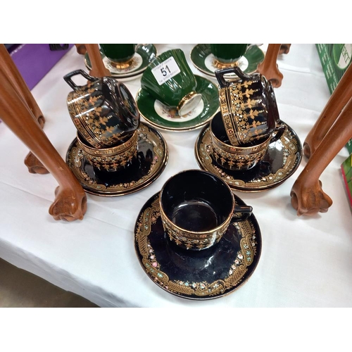 51 - A Victorian tea set (5 cups, 6 saucers) Royal Standard 18 piece tea set and a Royal Grafton tea set ... 