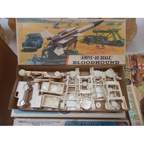 71 - Early Airfix RAF and Navy military vehicle kits, some boxes empty/completeness unknown