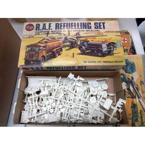 71 - Early Airfix RAF and Navy military vehicle kits, some boxes empty/completeness unknown