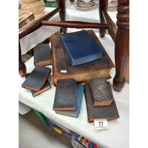 77 - A family bible and others plus a prayer book