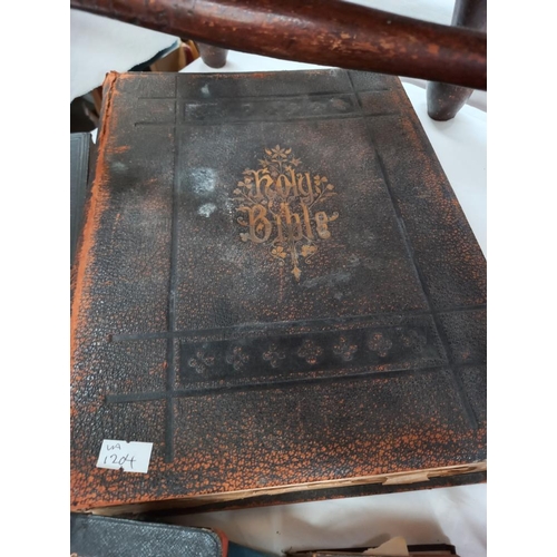 77 - A family bible and others plus a prayer book