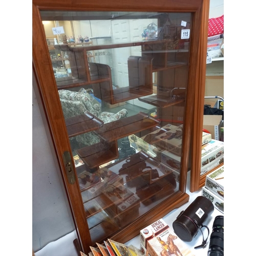 115 - A Chinese mahogany mirror back display cabinet COLLECT ONLY