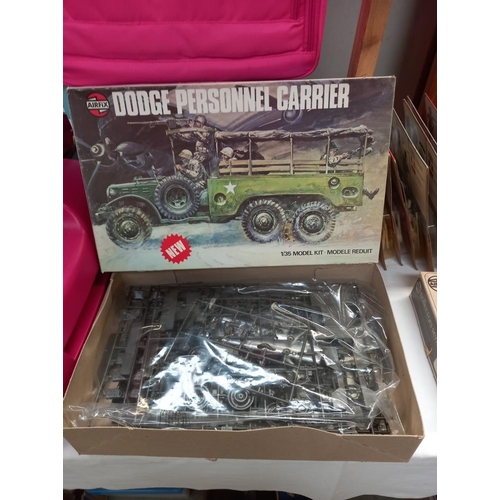 120 - 3 vintage boxed Airfix military vehicles, Monty's Humber started, other 2 still bagged