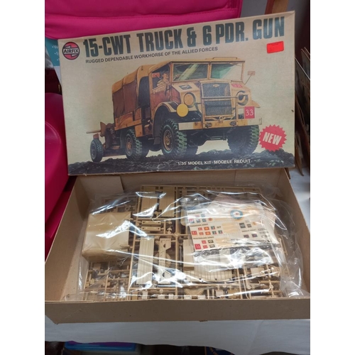 120 - 3 vintage boxed Airfix military vehicles, Monty's Humber started, other 2 still bagged