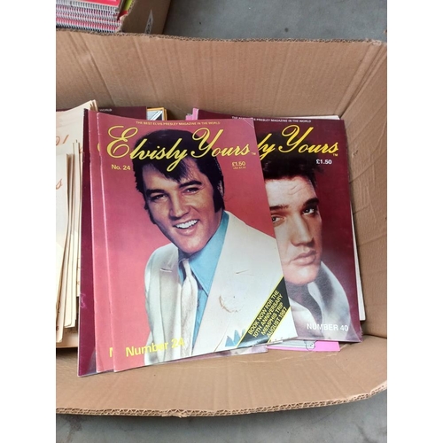 123 - A box of Elvis magazines, books, calendars, posters etc