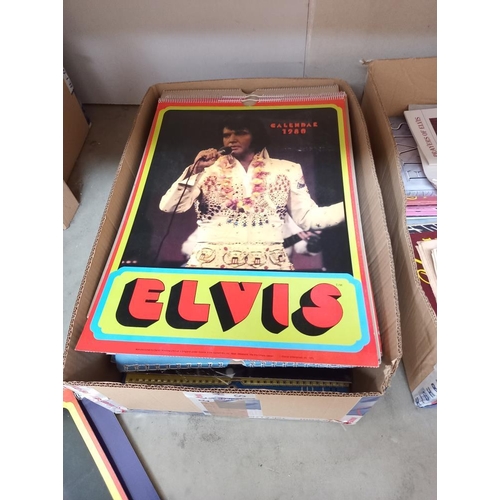 123 - A box of Elvis magazines, books, calendars, posters etc