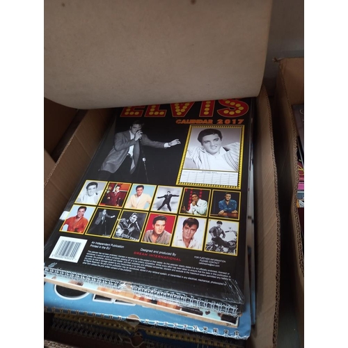 123 - A box of Elvis magazines, books, calendars, posters etc