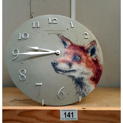 141 - A Wrendale design (Lincolnshire) fox clock