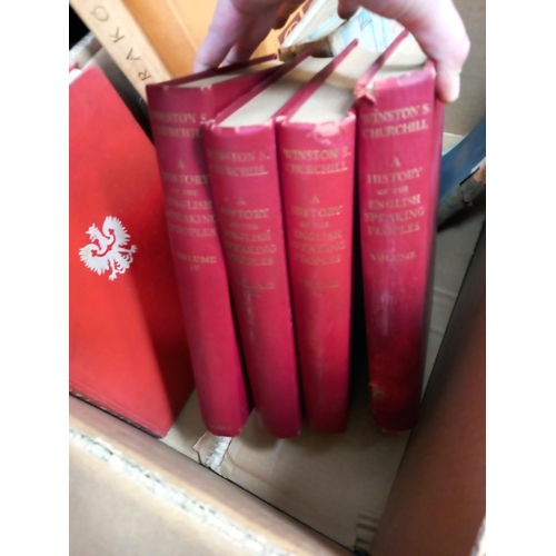 146 - 4 volumes Winston Churchill, A history of the English speaking peoples, 1950's Poland and Warsaw boo... 