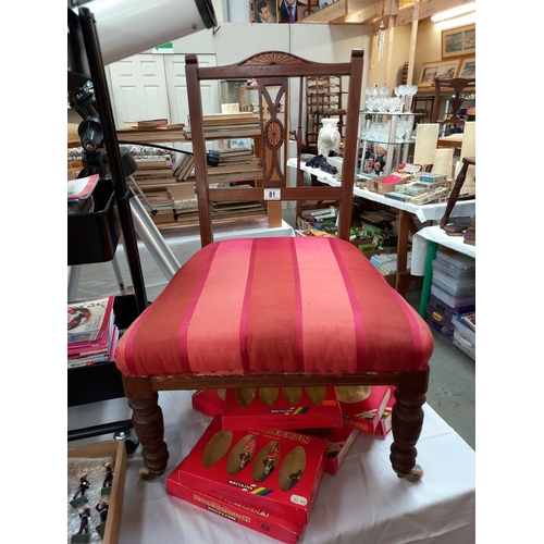 81 - A mahogany inlaid bedroom chair, COLLECT ONLY.