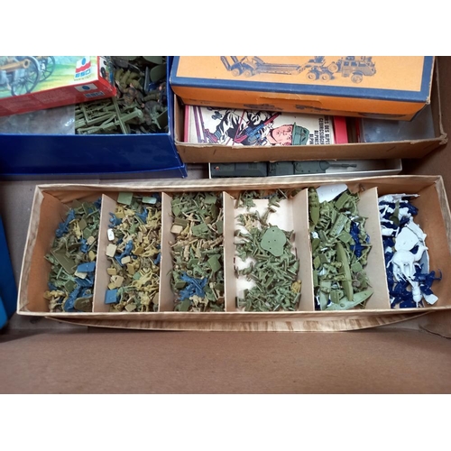 96 - A large box of plastic soldiers and military vehicles