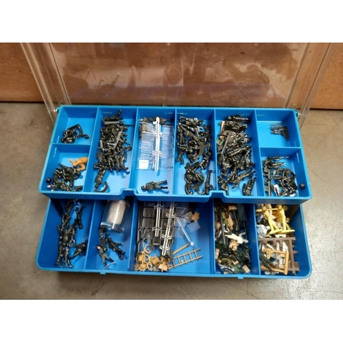 96 - A large box of plastic soldiers and military vehicles