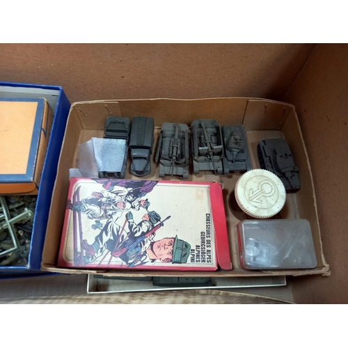 96 - A large box of plastic soldiers and military vehicles