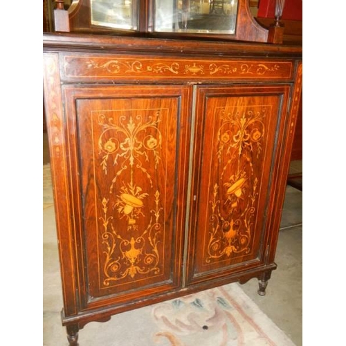 1666 - A good quality Edwardian inlaid display corner cabinet, COLLECT ONLY.