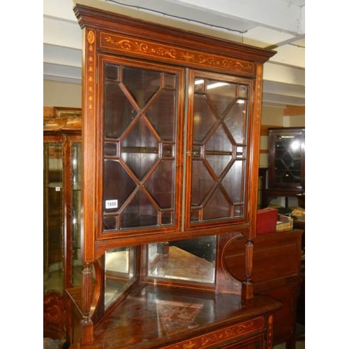 1666 - A good quality Edwardian inlaid display corner cabinet, COLLECT ONLY.