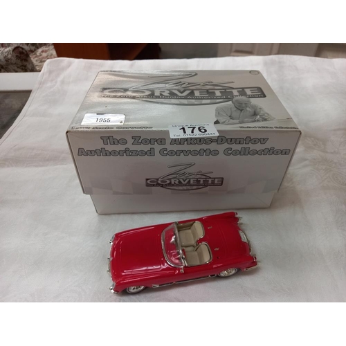 176 - A rare boxed die cast model 1955 Chevrolet Corvette by Zora Arkus-Duntou, 1.32 scale